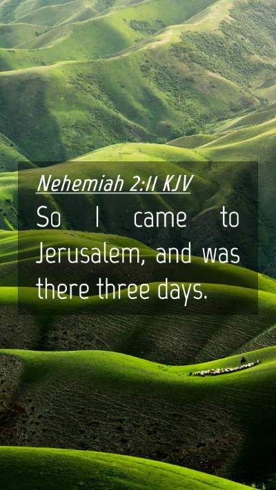 Picture 04 - Nehemiah 2:11 KJV Mobile Phone Wallpaper - So I came to Jerusalem, and was there three - Mobile Bible Verse Wallpaper