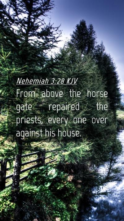 Picture 04 - Nehemiah 3:28 KJV Mobile Phone Wallpaper - From above the horse gate repaired the priests, - Mobile Bible Verse Wallpaper
