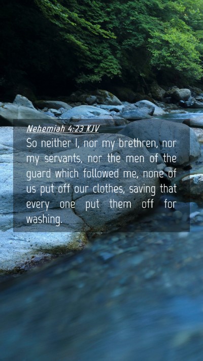 Picture 04 - Nehemiah 4:23 KJV Mobile Phone Wallpaper - So neither I, nor my brethren, nor my servants, - Mobile Bible Verse Wallpaper