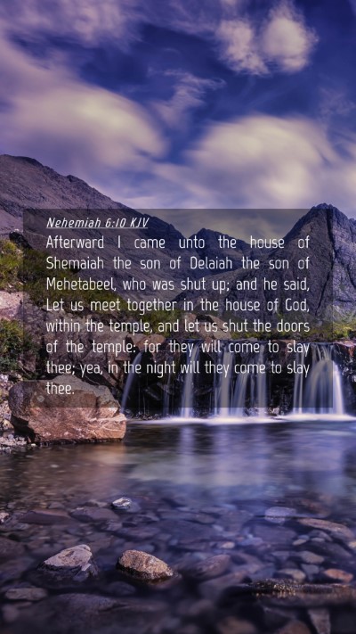 Picture 04 - Nehemiah 6:10 KJV Mobile Phone Wallpaper - Afterward I came unto the house of Shemaiah the - Mobile Bible Verse Wallpaper