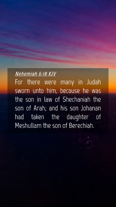 Picture 04 - Nehemiah 6:18 KJV Mobile Phone Wallpaper - For there were many in Judah sworn unto him, - Mobile Bible Verse Wallpaper
