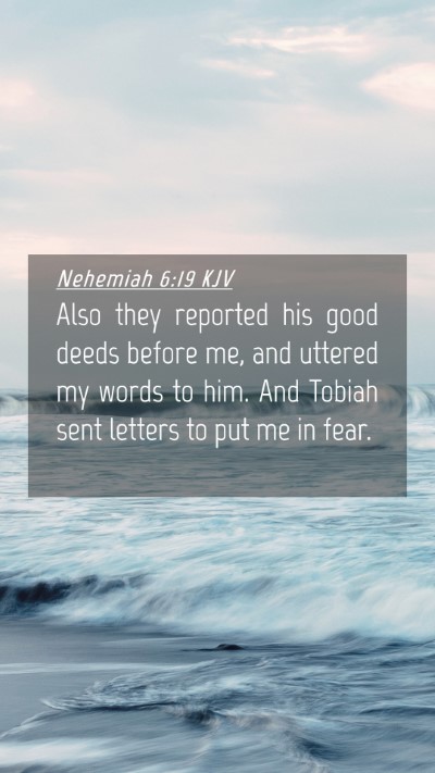 Picture 04 - Nehemiah 6:19 KJV Mobile Phone Wallpaper - Also they reported his good deeds before me, and - Mobile Bible Verse Wallpaper