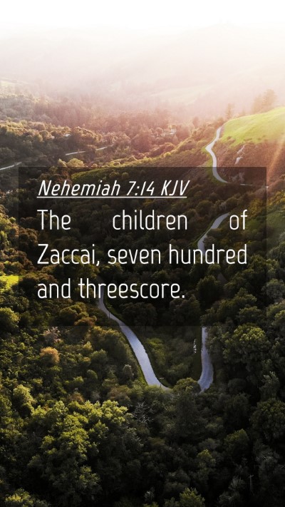 Picture 04 - Nehemiah 7:14 KJV Mobile Phone Wallpaper - The children of Zaccai, seven hundred and - Mobile Bible Verse Wallpaper