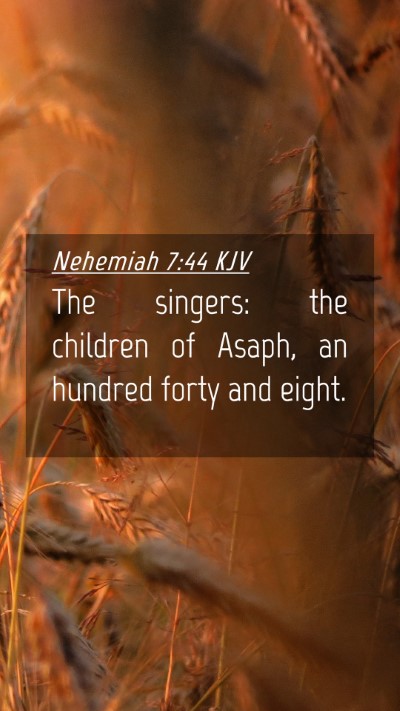 Picture 04 - Nehemiah 7:44 KJV Mobile Phone Wallpaper - The singers: the children of Asaph, an hundred - Mobile Bible Verse Wallpaper
