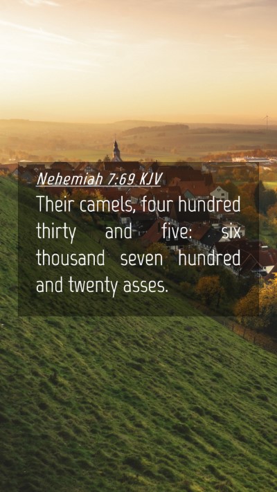 Picture 04 - Nehemiah 7:69 KJV Mobile Phone Wallpaper - Their camels, four hundred thirty and five: six - Mobile Bible Verse Wallpaper
