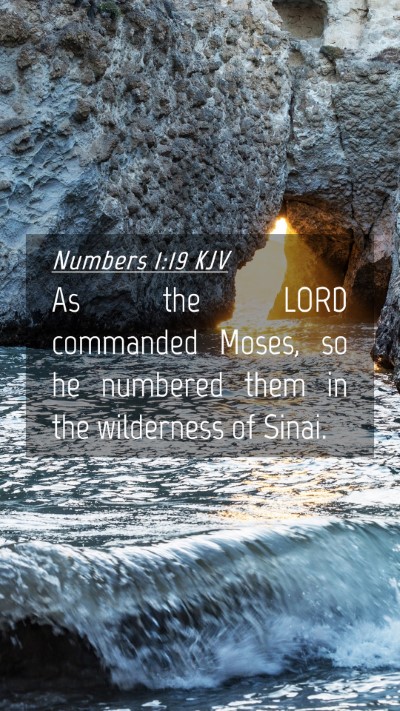Picture 04 - Numbers 1:19 KJV Mobile Phone Wallpaper - As the LORD commanded Moses, so he numbered them - Mobile Bible Verse Wallpaper