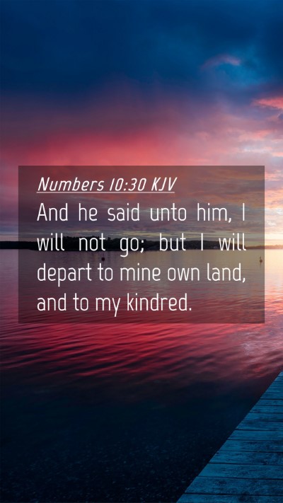 Picture 04 - Numbers 10:30 KJV Mobile Phone Wallpaper - And he said unto him, I will not go; but I will - Mobile Bible Verse Wallpaper