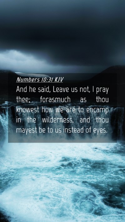 Picture 04 - Numbers 10:31 KJV Mobile Phone Wallpaper - And he said, Leave us not, I pray thee; forasmuch - Mobile Bible Verse Wallpaper