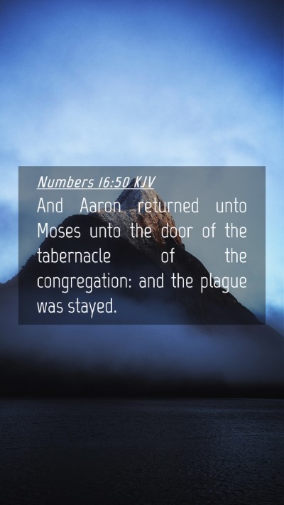 Picture 04 - Numbers 16:50 KJV Mobile Phone Wallpaper - And Aaron returned unto Moses unto the door of - Mobile Bible Verse Wallpaper