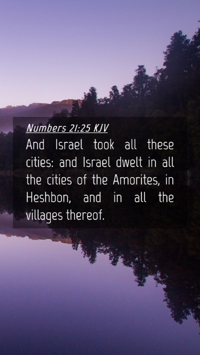 Picture 04 - Numbers 21:25 KJV Mobile Phone Wallpaper - And Israel took all these cities: and Israel - Mobile Bible Verse Wallpaper