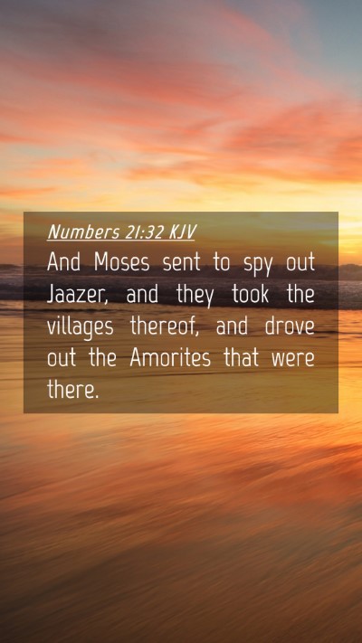 Picture 04 - Numbers 21:32 KJV Mobile Phone Wallpaper - And Moses sent to spy out Jaazer, and they took - Mobile Bible Verse Wallpaper