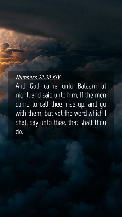 Picture 04 - Numbers 22:20 KJV Mobile Phone Wallpaper - And God came unto Balaam at night, and said unto - Mobile Bible Verse Wallpaper