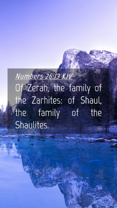 Picture 04 - Numbers 26:13 KJV Mobile Phone Wallpaper - Of Zerah, the family of the Zarhites: of Shaul, - Mobile Bible Verse Wallpaper