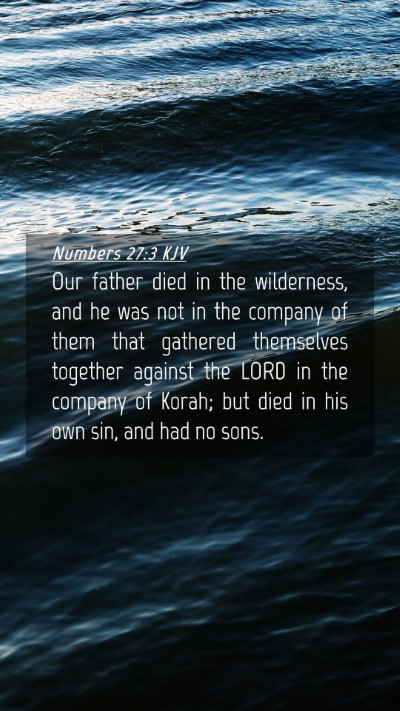 Picture 04 - Numbers 27:3 KJV Mobile Phone Wallpaper - Our father died in the wilderness, and he was not - Mobile Bible Verse Wallpaper
