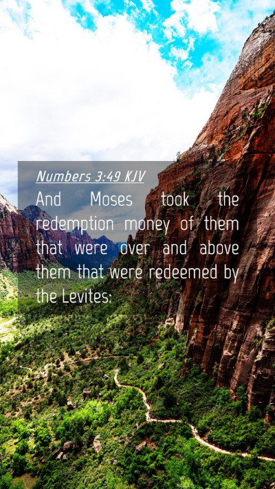 Picture 04 - Numbers 3:49 KJV Mobile Phone Wallpaper - And Moses took the redemption money of them that - Mobile Bible Verse Wallpaper