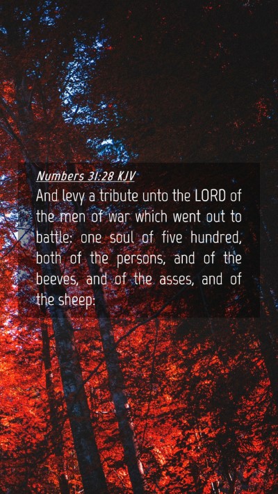 Picture 04 - Numbers 31:28 KJV Mobile Phone Wallpaper - And levy a tribute unto the LORD of the men of - Mobile Bible Verse Wallpaper