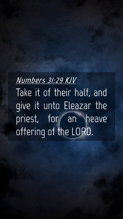 Picture 04 - Numbers 31:29 KJV Mobile Phone Wallpaper - Take it of their half, and give it unto Eleazar - Mobile Bible Verse Wallpaper