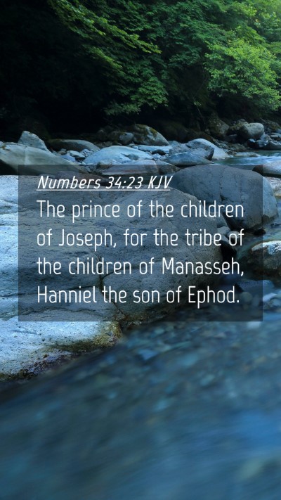 Picture 04 - Numbers 34:23 KJV Mobile Phone Wallpaper - The prince of the children of Joseph, for the - Mobile Bible Verse Wallpaper