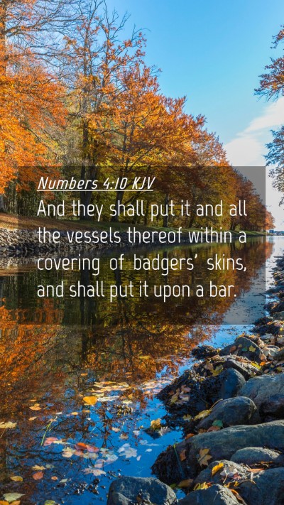 Picture 04 - Numbers 4:10 KJV Mobile Phone Wallpaper - And they shall put it and all the vessels thereof - Mobile Bible Verse Wallpaper