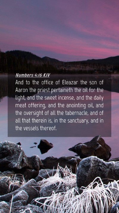 Picture 04 - Numbers 4:16 KJV Mobile Phone Wallpaper - And to the office of Eleazar the son of Aaron the - Mobile Bible Verse Wallpaper