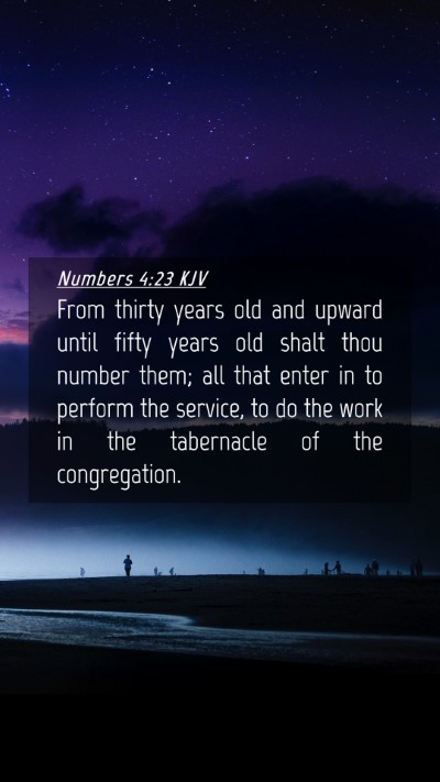 Picture 04 - Numbers 4:23 KJV Mobile Phone Wallpaper - From thirty years old and upward until fifty - Mobile Bible Verse Wallpaper