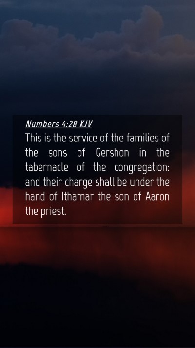 Picture 04 - Numbers 4:28 KJV Mobile Phone Wallpaper - This is the service of the families of the sons - Mobile Bible Verse Wallpaper