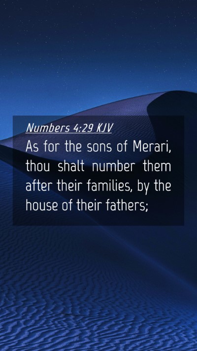 Picture 04 - Numbers 4:29 KJV Mobile Phone Wallpaper - As for the sons of Merari, thou shalt number them - Mobile Bible Verse Wallpaper