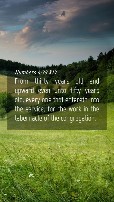 Picture 04 - Numbers 4:39 KJV Mobile Phone Wallpaper - From thirty years old and upward even unto fifty - Mobile Bible Verse Wallpaper