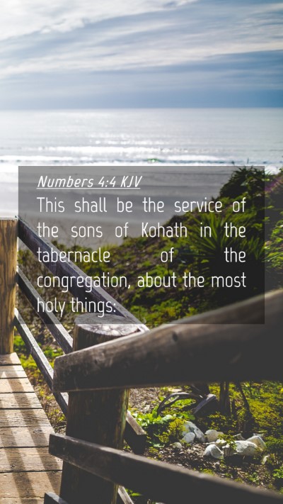 Picture 04 - Numbers 4:4 KJV Mobile Phone Wallpaper - This shall be the service of the sons of Kohath - Mobile Bible Verse Wallpaper
