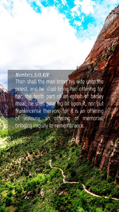 Picture 04 - Numbers 5:15 KJV Mobile Phone Wallpaper - Then shall the man bring his wife unto the - Mobile Bible Verse Wallpaper