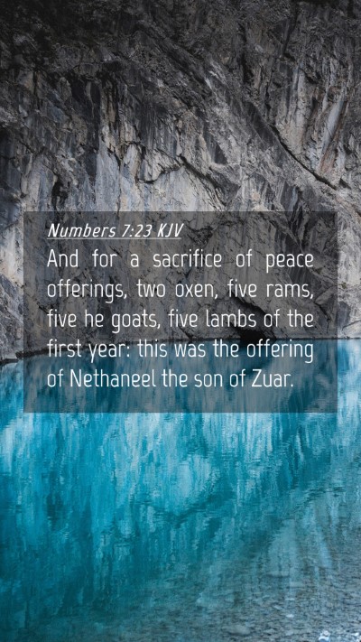 Picture 04 - Numbers 7:23 KJV Mobile Phone Wallpaper - And for a sacrifice of peace offerings, two oxen, - Mobile Bible Verse Wallpaper