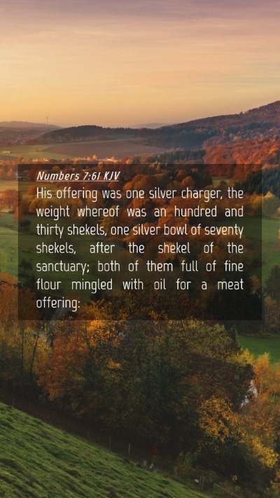 Picture 04 - Numbers 7:61 KJV Mobile Phone Wallpaper - His offering was one silver charger, the weight - Mobile Bible Verse Wallpaper