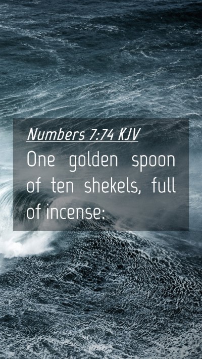 Picture 04 - Numbers 7:74 KJV Mobile Phone Wallpaper - One golden spoon of ten shekels, full of - Mobile Bible Verse Wallpaper
