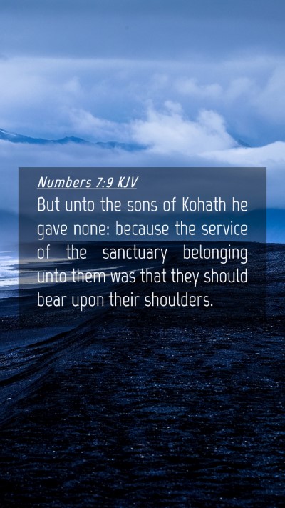 Picture 04 - Numbers 7:9 KJV Mobile Phone Wallpaper - But unto the sons of Kohath he gave none: because - Mobile Bible Verse Wallpaper