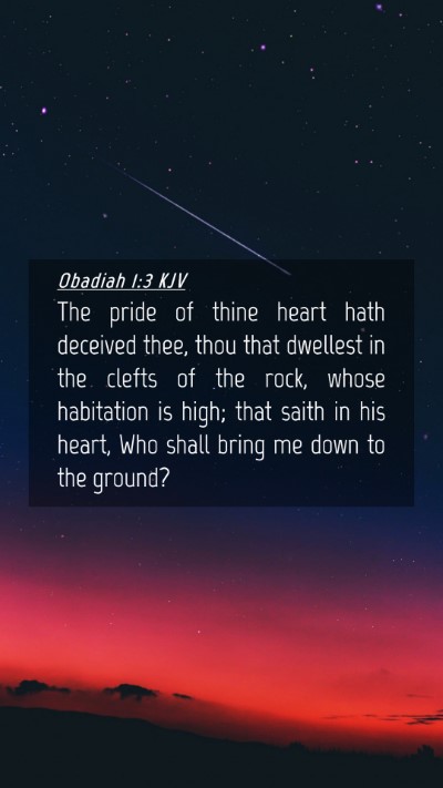 Picture 04 - Obadiah 1:3 KJV Mobile Phone Wallpaper - The pride of thine heart hath deceived thee, thou - Mobile Bible Verse Wallpaper