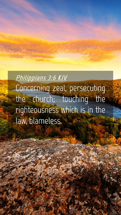 Picture 04 - Philippians 3:6 KJV Mobile Phone Wallpaper - Concerning zeal, persecuting the church; touching - Mobile Bible Verse Wallpaper