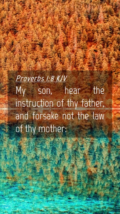 Picture 04 - Proverbs 1:8 KJV Mobile Phone Wallpaper - My son, hear the instruction of thy father, and - Mobile Bible Verse Wallpaper