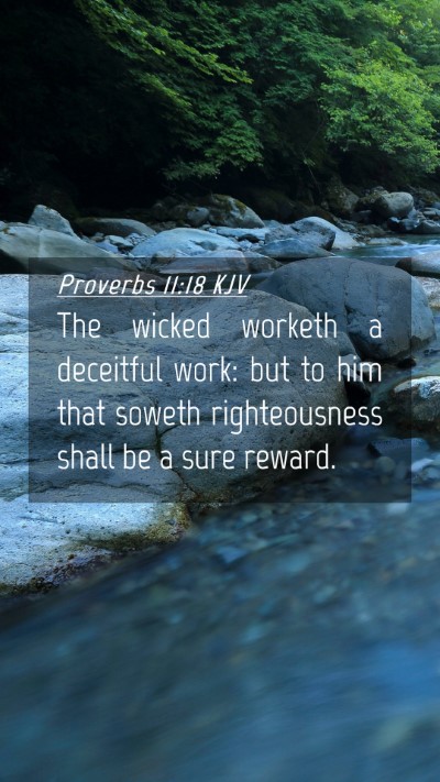 Picture 04 - Proverbs 11:18 KJV Mobile Phone Wallpaper - The wicked worketh a deceitful work: but to him - Mobile Bible Verse Wallpaper