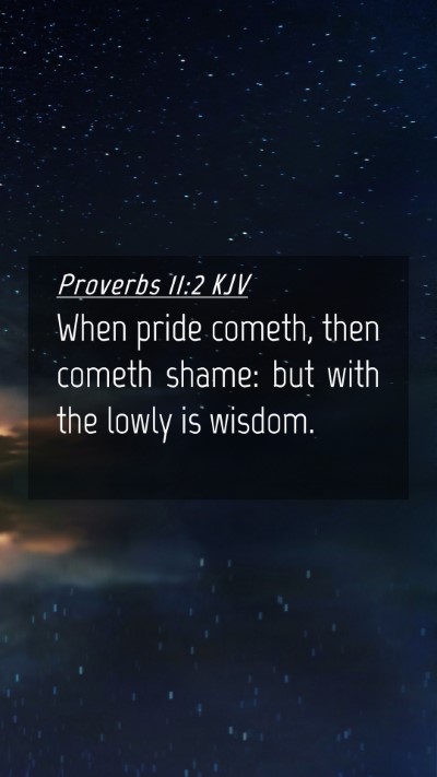 Picture 04 - Proverbs 11:2 KJV Mobile Phone Wallpaper - When pride cometh, then cometh shame: but with - Mobile Bible Verse Wallpaper