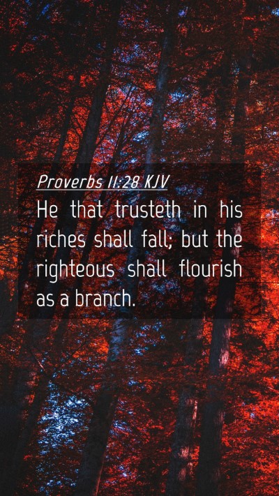Picture 04 - Proverbs 11:28 KJV Mobile Phone Wallpaper - He that trusteth in his riches shall fall; but - Mobile Bible Verse Wallpaper