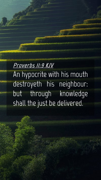 Picture 04 - Proverbs 11:9 KJV Mobile Phone Wallpaper - An hypocrite with his mouth destroyeth his - Mobile Bible Verse Wallpaper