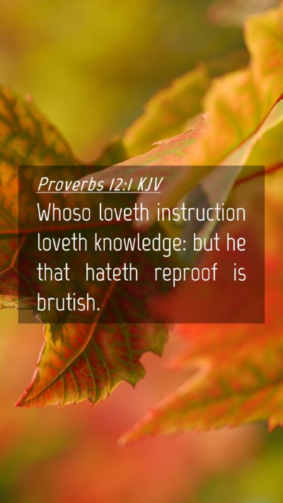 Picture 04 - Proverbs 12:1 KJV Mobile Phone Wallpaper - Whoso loveth instruction loveth knowledge: but he - Mobile Bible Verse Wallpaper
