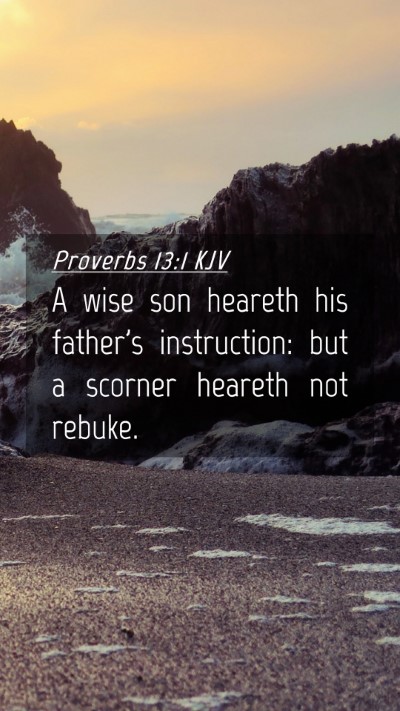 Picture 04 - Proverbs 13:1 KJV Mobile Phone Wallpaper - A wise son heareth his father's instruction: but - Mobile Bible Verse Wallpaper