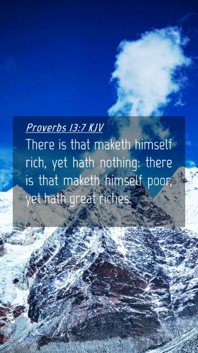 Picture 04 - Proverbs 13:7 KJV Mobile Phone Wallpaper - There is that maketh himself rich, yet hath - Mobile Bible Verse Wallpaper