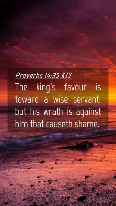 Picture 04 - Proverbs 14:35 KJV Mobile Phone Wallpaper - The king's favour is toward a wise servant: but - Mobile Bible Verse Wallpaper