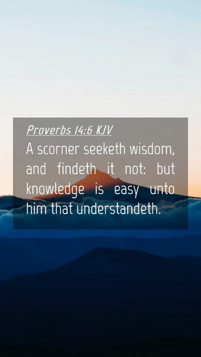 Picture 04 - Proverbs 14:6 KJV Mobile Phone Wallpaper - A scorner seeketh wisdom, and findeth it not: but - Mobile Bible Verse Wallpaper