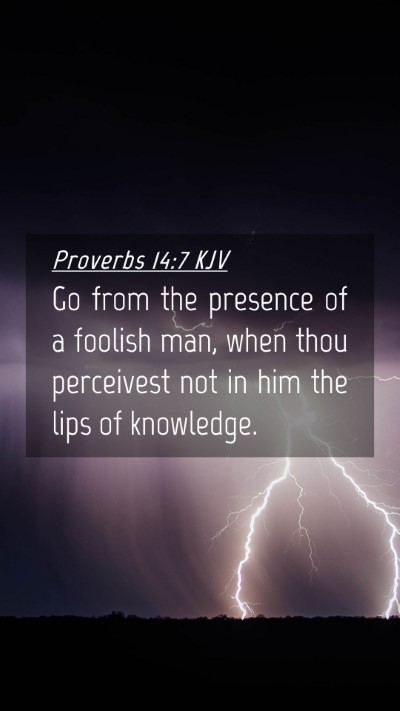 Picture 04 - Proverbs 14:7 KJV Mobile Phone Wallpaper - Go from the presence of a foolish man, when thou - Mobile Bible Verse Wallpaper