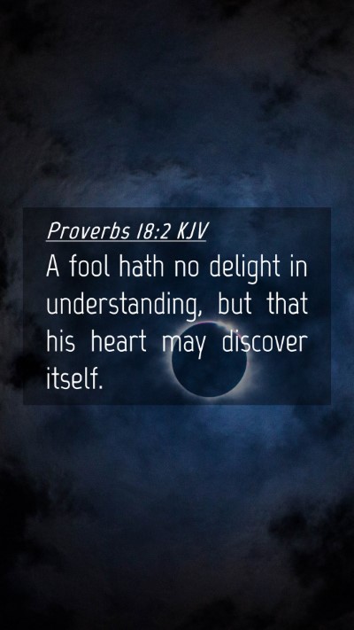 Picture 04 - Proverbs 18:2 KJV Mobile Phone Wallpaper - A fool hath no delight in understanding, but that - Mobile Bible Verse Wallpaper