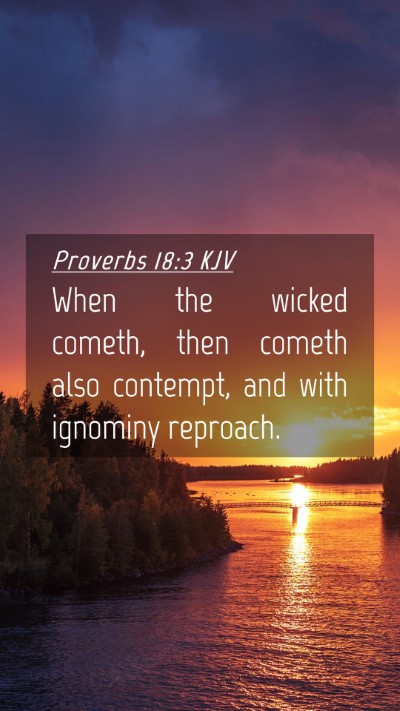 Picture 04 - Proverbs 18:3 KJV Mobile Phone Wallpaper - When the wicked cometh, then cometh also - Mobile Bible Verse Wallpaper