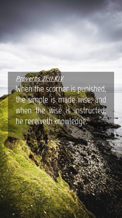 Picture 04 - Proverbs 21:11 KJV Mobile Phone Wallpaper - When the scorner is punished, the simple is made - Mobile Bible Verse Wallpaper